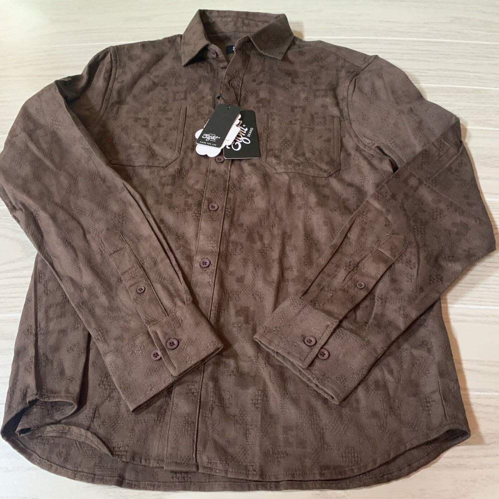 Eighty Eight Brand Mens Medium Long Sleeve‎ Button Up Shirt Brown